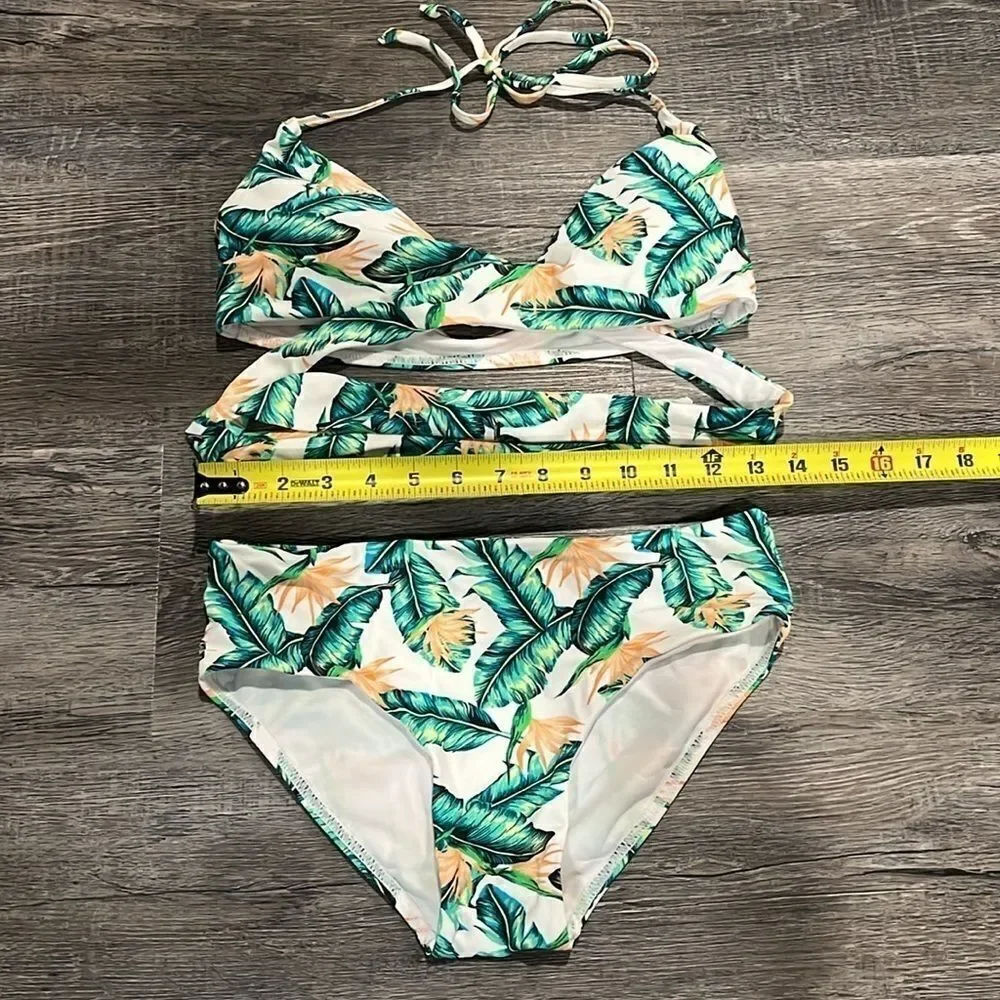 Teal Strand 2-piece bikini set w/ unique wrap cross over - S